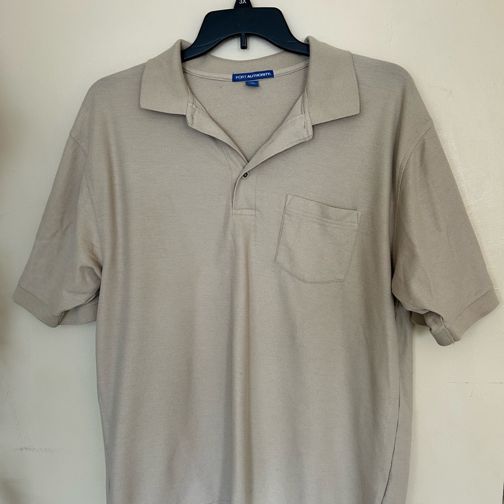 Port Authority Men's Khaki Short-Sleeve Polo with Chest Pocket